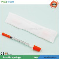 disposable orange cap insulin syringe with needle